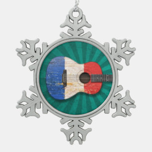 Ornement Flocon De Neige Guitare acoustique âgée et utilisée de drapeau
