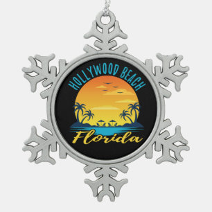 Ornement Flocon De Neige Hollywood Beach Floride Palm Trees Beach
