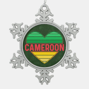 Ornement Flocon De Neige I Love Cameroon, Coeur camerounais