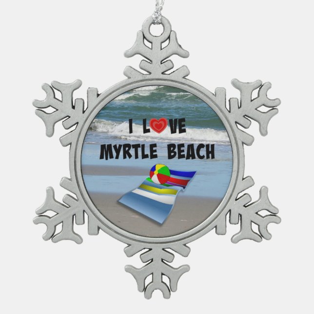 Ornement Flocon De Neige I Love Myrtle Beach (Devant)