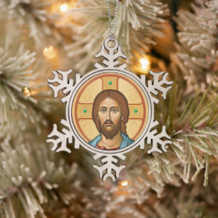 Ornement Flocon De Neige Icône du Christ