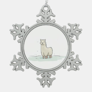 Ornement Flocon De Neige Illustration de la llama mignonne - Adorable et ca