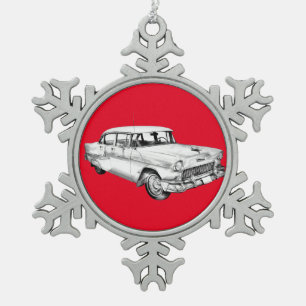 Ornement Flocon De Neige Illustration de la voiture d'antiquité Chevrolet 