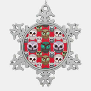 Ornement Flocon De Neige Illustrations de hiboux mignons motif
