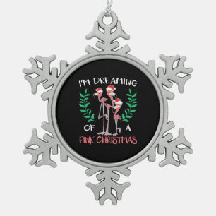 Ornement Flocon De Neige I'm Dreaming Of A Pink Christmas Day Flamingo Xmas