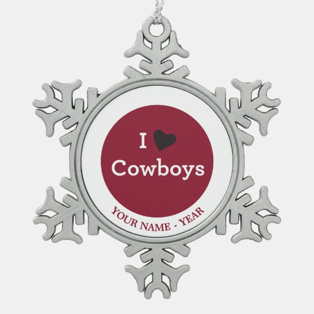 Ornement Flocon De Neige J'aime des cowboys (Devant)