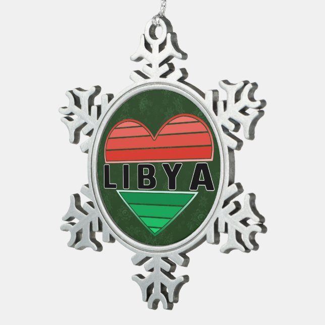 Ornement Flocon De Neige J'aime la Libye, le coeur libyen (Vue impression)