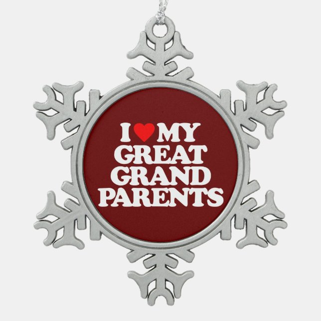 ORNEMENT FLOCON DE NEIGE J'AIME MON ARRIÈRE-GRANDS-PARENTS (Devant)