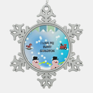 Ornement Flocon De Neige J'Aime Mon Petit-Fils Doux