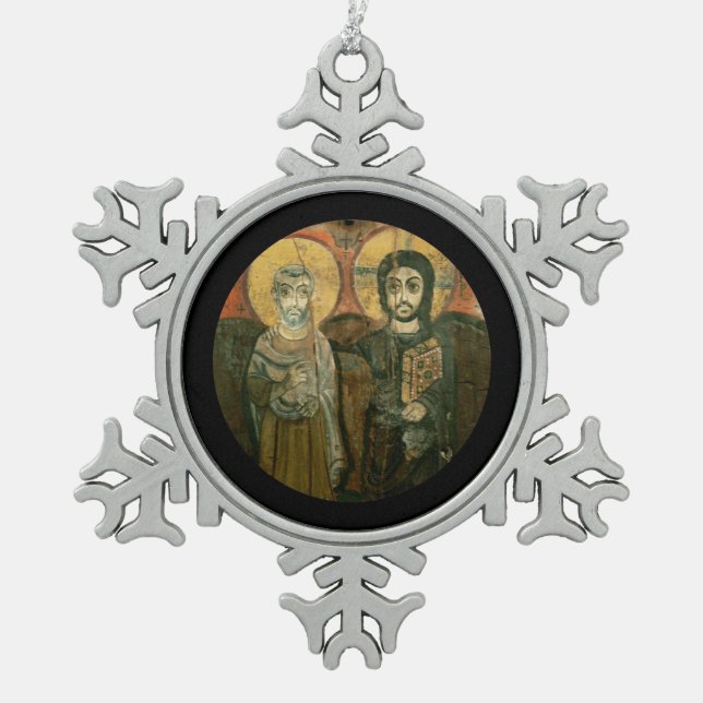 Ornement Flocon De Neige Jésus avec Abbot Coptic Icon (Devant)