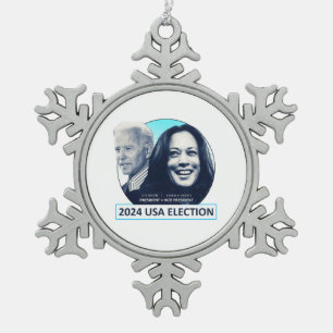 Ornement Flocon De Neige Joe Biden et Kamala Harris ÉLECTION 2024 USA