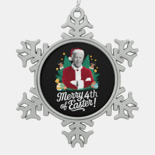 Ornement Flocon De Neige Joe Biden Noël Santa Joyeux 4ème de Pâques Xmas