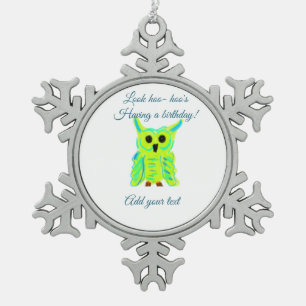 Ornement Flocon De Neige Joli jeu de mots en pastel bleu vert ajouter le te