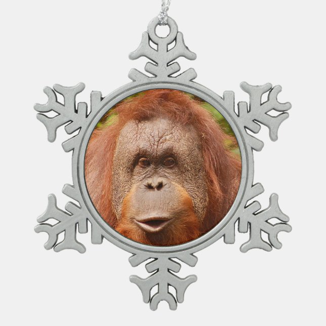 Ornement Flocon De Neige Joli visage orangoutais (Devant)