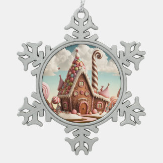 Ornement Flocon De Neige Jolie Maison de pain d'épices de Noël