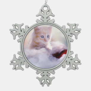 Ornement Flocon De Neige Jolie photo Christmas Kitten