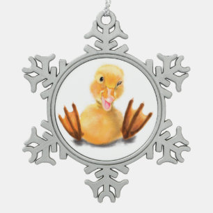 Ornement Flocon De Neige Jouer Jaune Canard Jaune Ornament de Noël Sourire