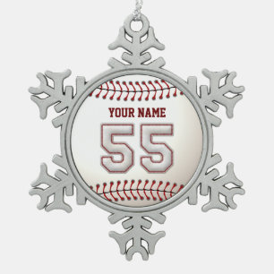 Ornement Flocon De Neige Joueur numéro 55 - points frais de base-ball
