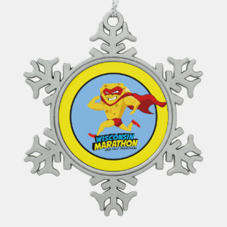 Ornement Flocon De Neige Jour de course de marathon du Wisconsin