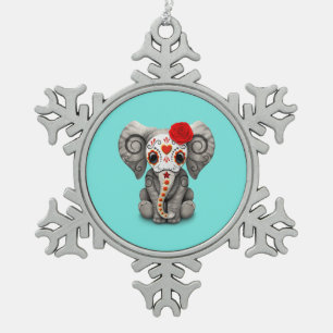 Ornement Flocon De Neige Jour rouge de l'éléphant mort