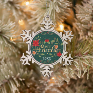Ornement Flocon De Neige Joyeuse famille de Noël et première