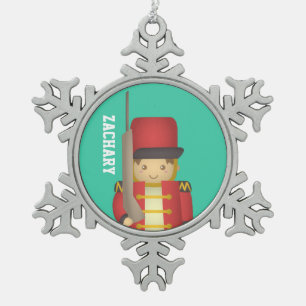 Ornement Flocon De Neige Joyeuses Fêtes avec Soldat de Jouet de Noël