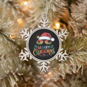 Ornement Flocon De Neige Joyeux Cruisemas 2024 Noël Santa Renne