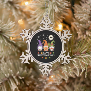 Ornement Flocon De Neige Joyeux Hallothanksmas Gnomes Lover Halloween Noël