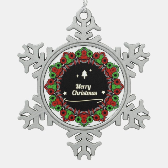 Ornement Flocon De Neige Joyeux modèles de mandala de Noël (Devant)