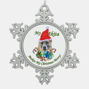 Ornement Flocon De Neige Joyeux Noël Akita