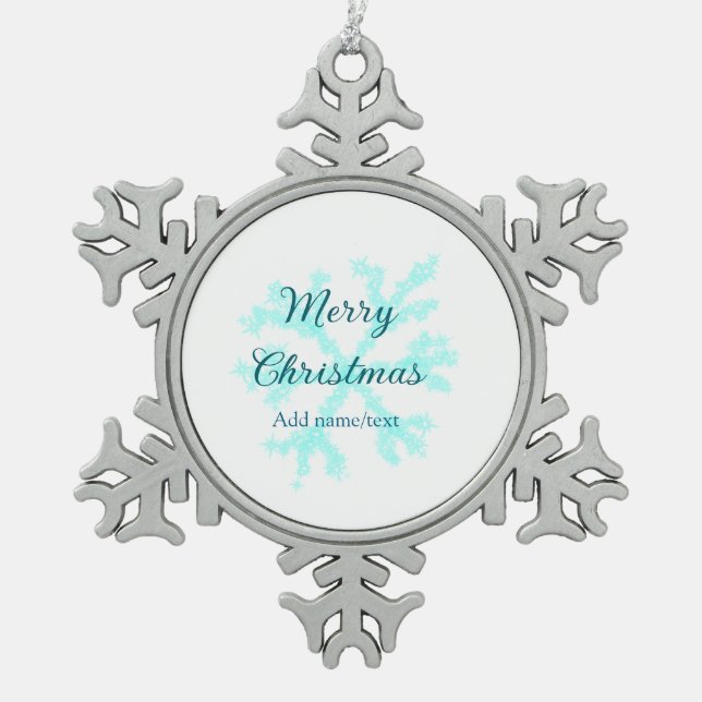 Ornement Flocon De Neige Joyeux Noël bleu flocons parties scintillant étinc (Devant)