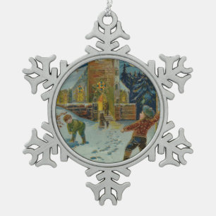 Ornement Flocon De Neige Joyeux Noël - Carte postale vintage de bataille de