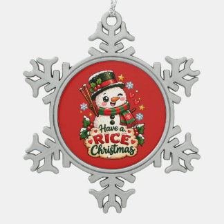 Ornement Flocon De Neige Joyeux Noël de Riz Kawaii Sushi Bonhomme de Neige