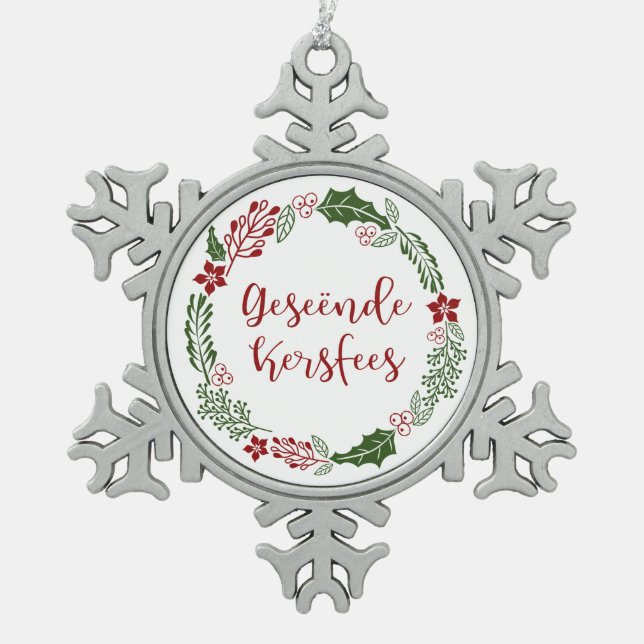 Ornement Flocon De Neige Joyeux Noël en Afrikaans Geseënde Kersfees (Devant)