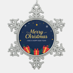 Ornement Flocon De Neige Joyeux Noël et Bonne Année