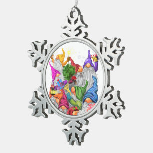 Ornement Flocon De Neige Joyeux Noël Gnome Party Dessin amusant