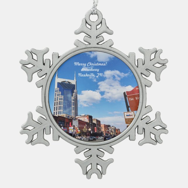 Ornement Flocon De Neige Joyeux Noël ! L'ornement de Broadway, Nashville (Devant)