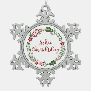 Ornement Flocon De Neige Joyeux Noël luxembourgeois, Schéi Chrëschtdeeg