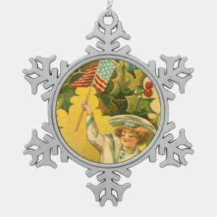 Ornement Flocon De Neige Joyeux Noël patriotique USA
