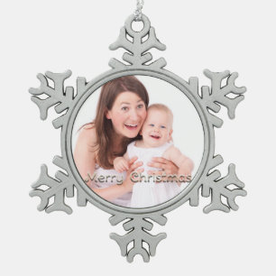 Ornement Flocon De Neige Joyeux Noël Snowflake Photo personnalisée