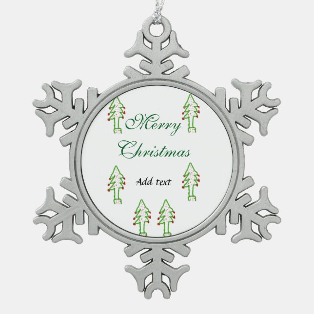 Ornement Flocon De Neige Joyeux Noël vert sapin rouge cerise de Noël (Devant)