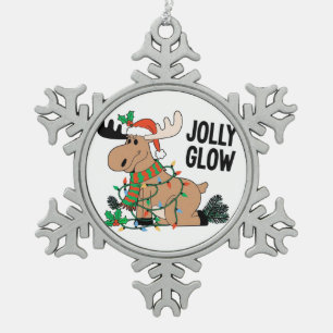 Ornement Flocon De Neige Joyeux Renne de Noël Santa Fêtes