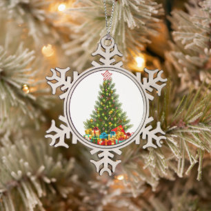 Ornement Flocon De Neige Joyeux sapin de Noël avec Star Presents