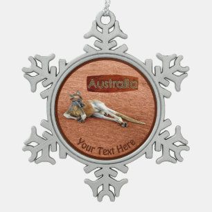Ornement Flocon De Neige Kangaroo Rouge En Casquette Slouch
