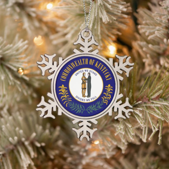 Ornement Flocon De Neige Kentucky : Drapeau d'État américain du Commonwealt (Arbre)