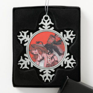 Ornement Flocon De Neige La beauté et le Krampus Noël Vintage Noël