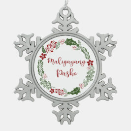 Ornement Flocon De Neige La couronne de Noël du Joyeux Tagalog, Maligayang 