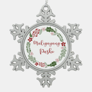 Ornement Flocon De Neige La couronne de Noël du Joyeux Tagalog, Maligayang 