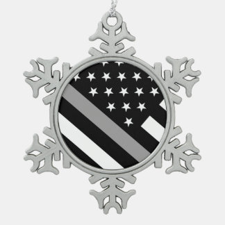 Ornement Flocon De Neige La ligne argentée mince drapeau