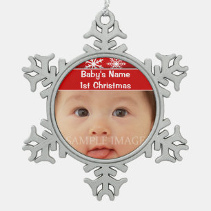 Ornement Flocon De Neige La première photo de Noël du bébé personnalise